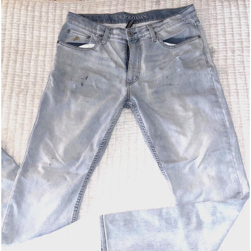 USPA U.S. Polo Assn. Straight Jeans Men's 34x32 (36x31) Light Blue Denim Jeans